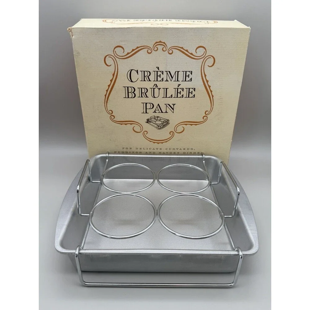 VTG 2005 Williams Sonoma Creme Brulee Baking Pan Set Chrome Water Bath Rack